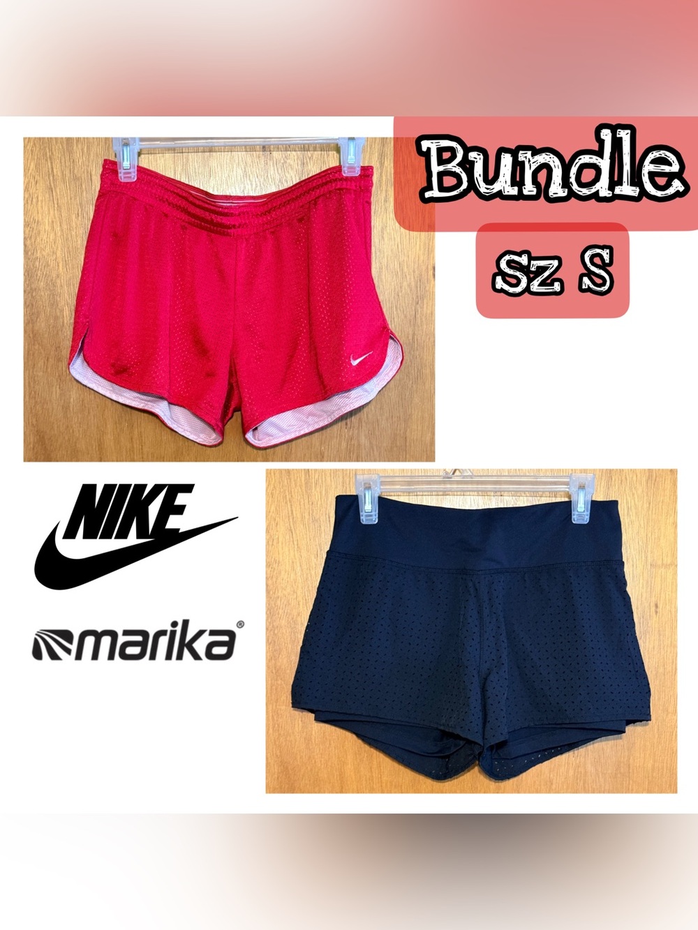 Nike & Marika Athletic Short Bundle - Red and Black sz S Like New